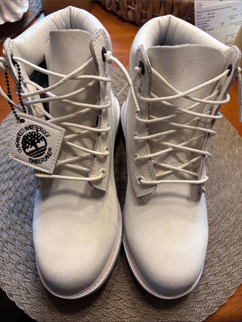 Timberland White Suede Lace-Up Hiking Boots NWT Size 5 Hel Cor